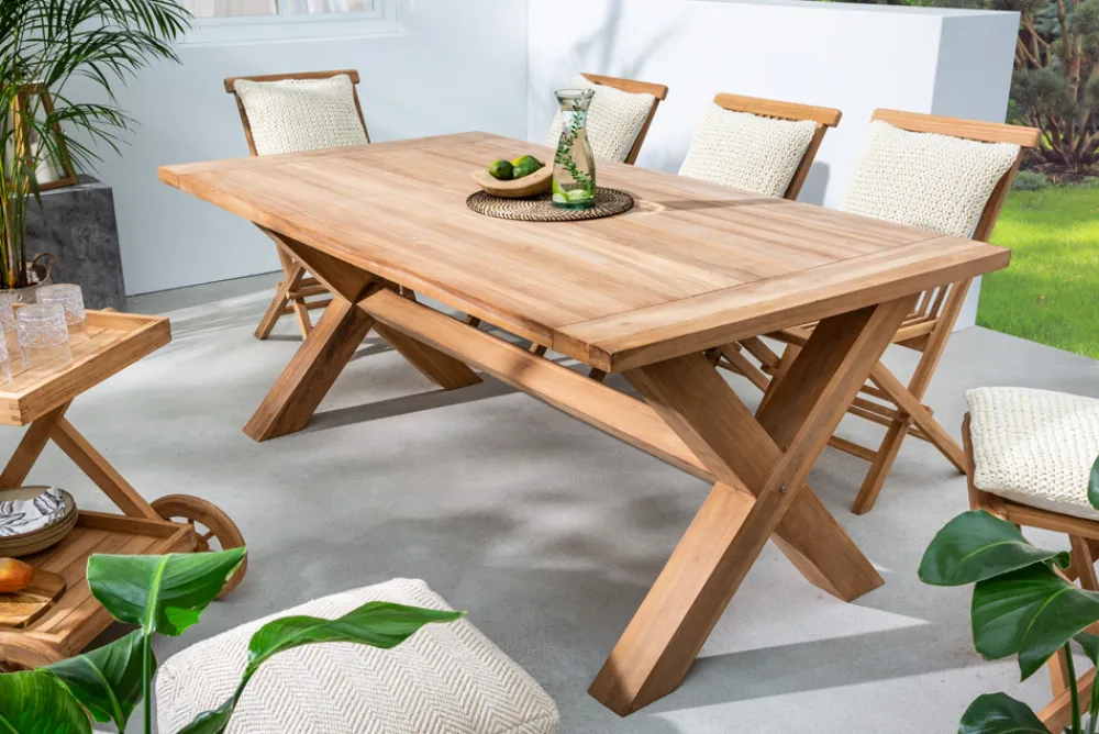 Riess-Ambiente Mehr...|Massivholz Gartenmöbel > Wetterfester Gartentisch EMPIRE TEAK 180cm Teak Massivholz Outdoor Esstisch