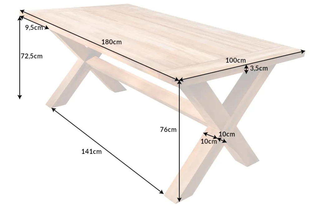 Riess-Ambiente Mehr...|Massivholz Gartenmöbel > Wetterfester Gartentisch EMPIRE TEAK 180cm Teak Massivholz Outdoor Esstisch
