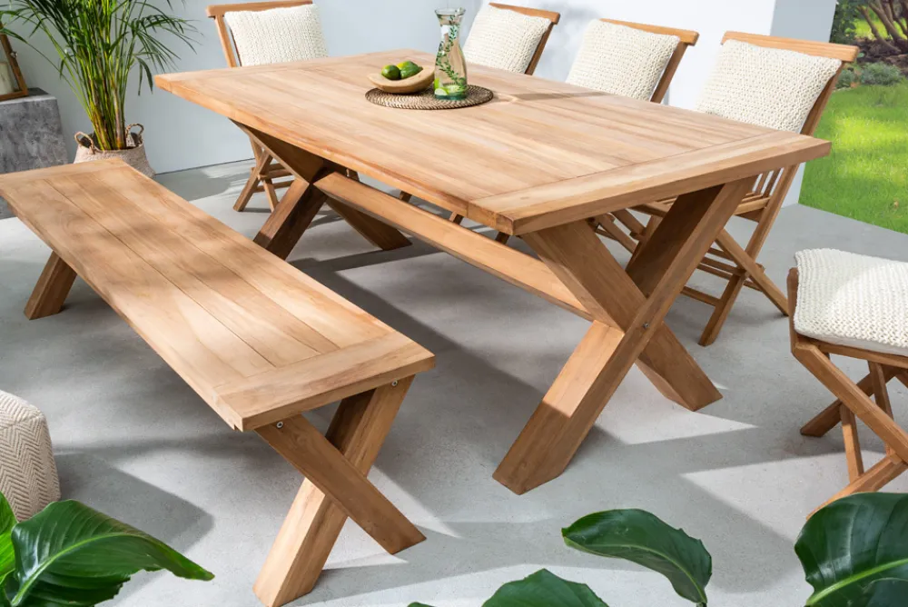 Riess-Ambiente Mehr...|Massivholz Gartenmöbel > Wetterfester Gartentisch EMPIRE TEAK 180cm Teak Massivholz Outdoor Esstisch