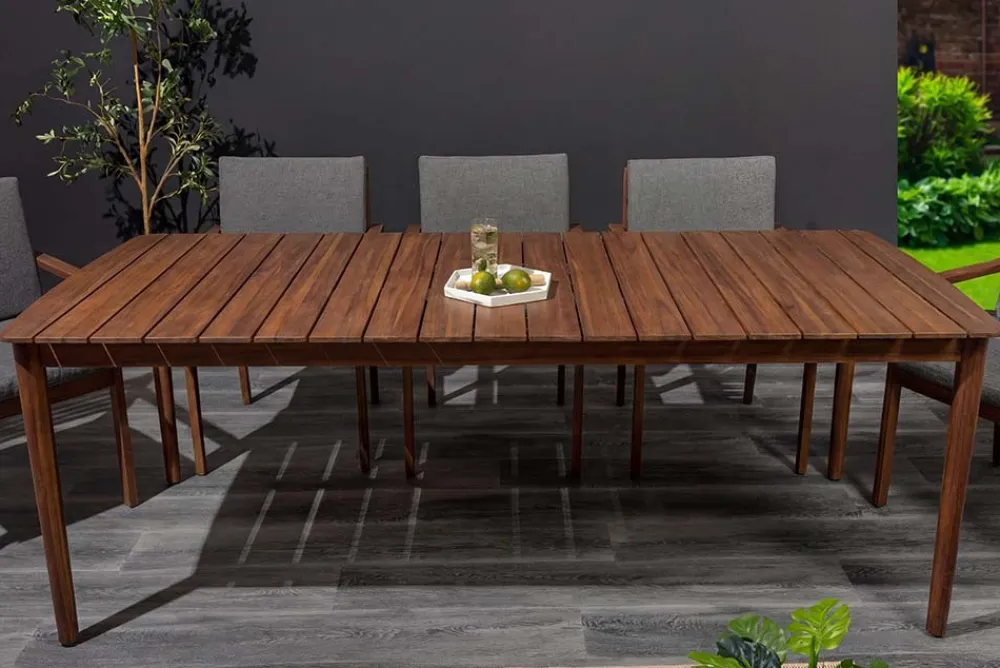 Riess-Ambiente Mehr...|Massivholz Gartenmöbel > Wetterfester Gartentisch KOPENHAGEN 220cm braun Akazie honey finish Massivholz Outdoor