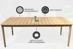 Riess-Ambiente Mehr...|Massivholz Gartenmöbel > Wetterfester Gartentisch KOPENHAGEN 220cm natur Akazie Massivholz In- und Outdoor