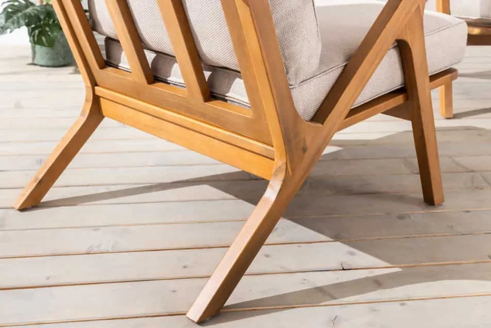 Riess-Ambiente Mehr...|Sitzgruppen > Wetterfestes Gartenlounge-Set COMFORT LINE natur beige Akazie 4-teilig inkl. Tisch