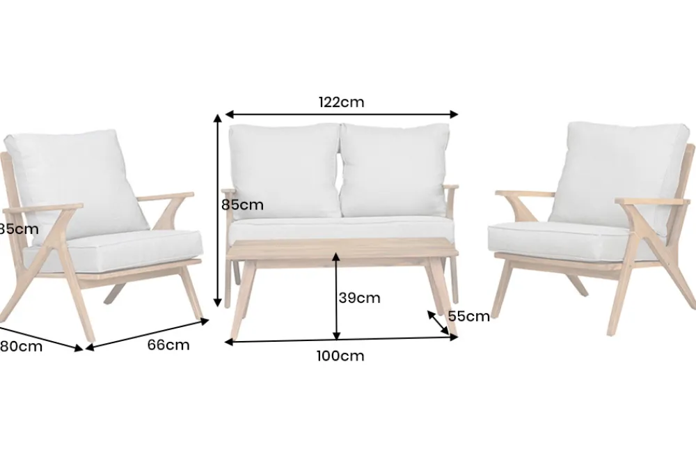 Riess-Ambiente Mehr...|Sitzgruppen > Wetterfestes Gartenlounge-Set COMFORT LINE natur beige Akazie 4-teilig inkl. Tisch