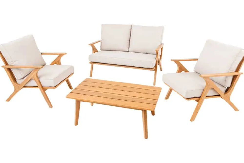 Riess-Ambiente Mehr...|Sitzgruppen > Wetterfestes Gartenlounge-Set COMFORT LINE natur beige Akazie 4-teilig inkl. Tisch