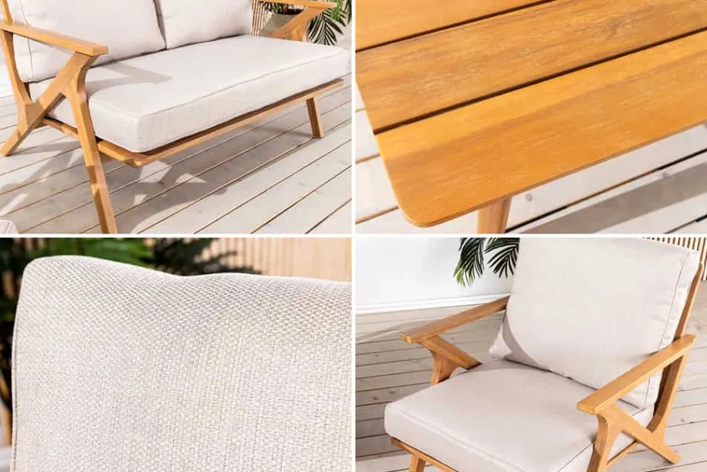 Riess-Ambiente Mehr...|Sitzgruppen > Wetterfestes Gartenlounge-Set COMFORT LINE natur beige Akazie 4-teilig inkl. Tisch