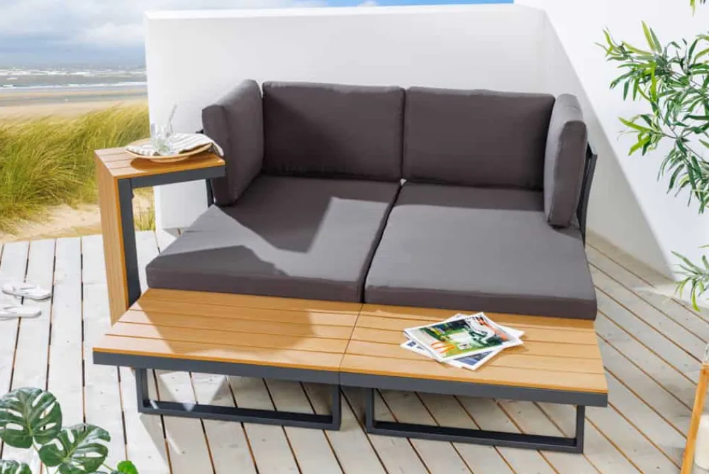 Riess-Ambiente Skandinavisch|Sitzgruppen > Wetterfestes Gartenmöbel Set IBIZA MODULAR LOUNGE 250cm anthrazit Aluminium inkl. Sitzpolster
