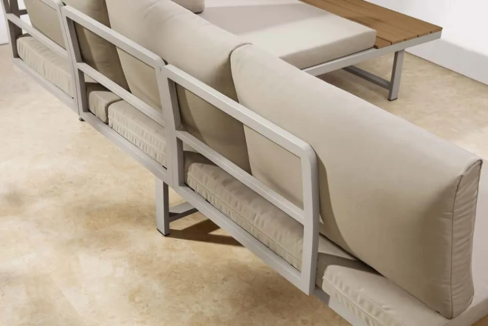 Riess-Ambiente Sitzgruppen > Wetterfestes Gartenmöbel Set IBIZA MODULAR LOUNGE 250cm champagner greige Aluminium