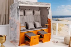 Riess-Ambiente Schutzhauben > Wetterfeste XXL Strandkorbhülle OSTSEE transparent mit Reißverschluss für 3-Sitzer