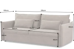 Riess-Ambiente Retro Möbel|3-Sitzer Sofa > XXL Sofa mit Schlaffunktion APARTMENT taupe Cord inkl. Bettkasten und Kissen