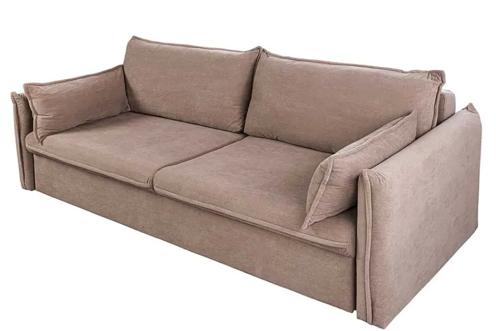 Riess-Ambiente Retro Möbel|3-Sitzer Sofa > XXL Sofa mit Schlaffunktion APARTMENT taupe Cord inkl. Bettkasten und Kissen