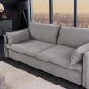 Riess-Ambiente Retro Möbel|3-Sitzer Sofa > XXL Sofa mit Schlaffunktion APARTMENT grau Cord inkl. Bettkasten und Kissen