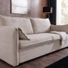 Riess-Ambiente Retro Möbel|3-Sitzer Sofa > XXL Sofa mit Schlaffunktion APARTMENT beige Cord inkl. Bettkasten und Kissen