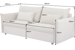 Riess-Ambiente Retro Möbel|3-Sitzer Sofa > XXL Sofa mit Schlaffunktion APARTMENT beige Cord inkl. Bettkasten und Kissen