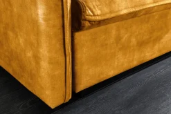 Riess-Ambiente Samt Möbel|Retro Möbel > XXL Sofa mit Schlaffunktion APARTMENT senfgelb Samt inkl. Bettkasten und Kissen