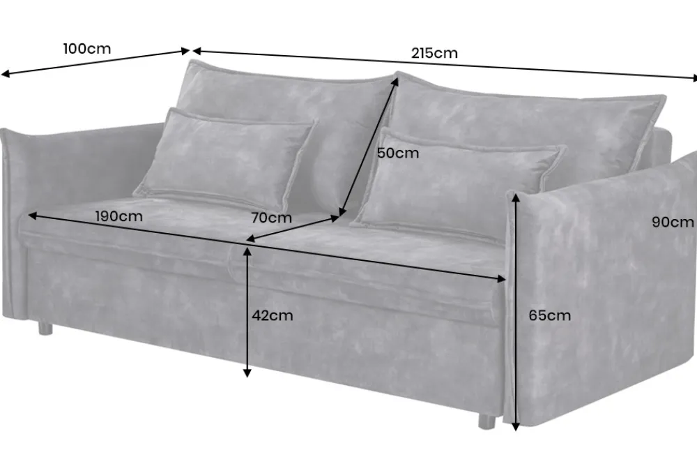 Riess-Ambiente Samt Möbel|Retro Möbel > XXL Sofa mit Schlaffunktion APARTMENT senfgelb Samt inkl. Bettkasten und Kissen