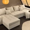 Riess-Ambiente Xxl Sofa > XXL Wohnlandschaft LODGE 315cm champagner beige Cord Sofa mit Schlaffunktion