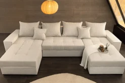 Riess-Ambiente Xxl Sofa > XXL Wohnlandschaft LODGE 315cm champagner beige Cord Sofa mit Schlaffunktion