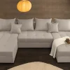 Riess-Ambiente Xxl Sofa > XXL Wohnlandschaft LODGE 315cm greige Cord Sofa mit Schlaffunktion und Stauraum